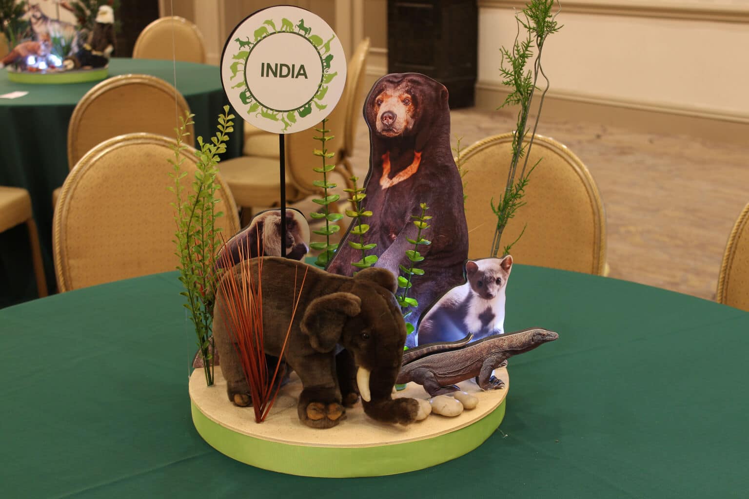 Animal Themed Diorama Centerpiece with Plush Characters and Cutouts