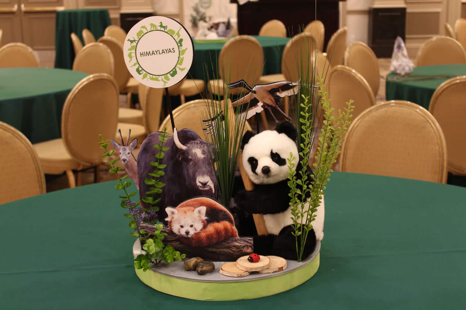 Animal Themed Diorama Centerpiece with Plush Characters and Cutouts