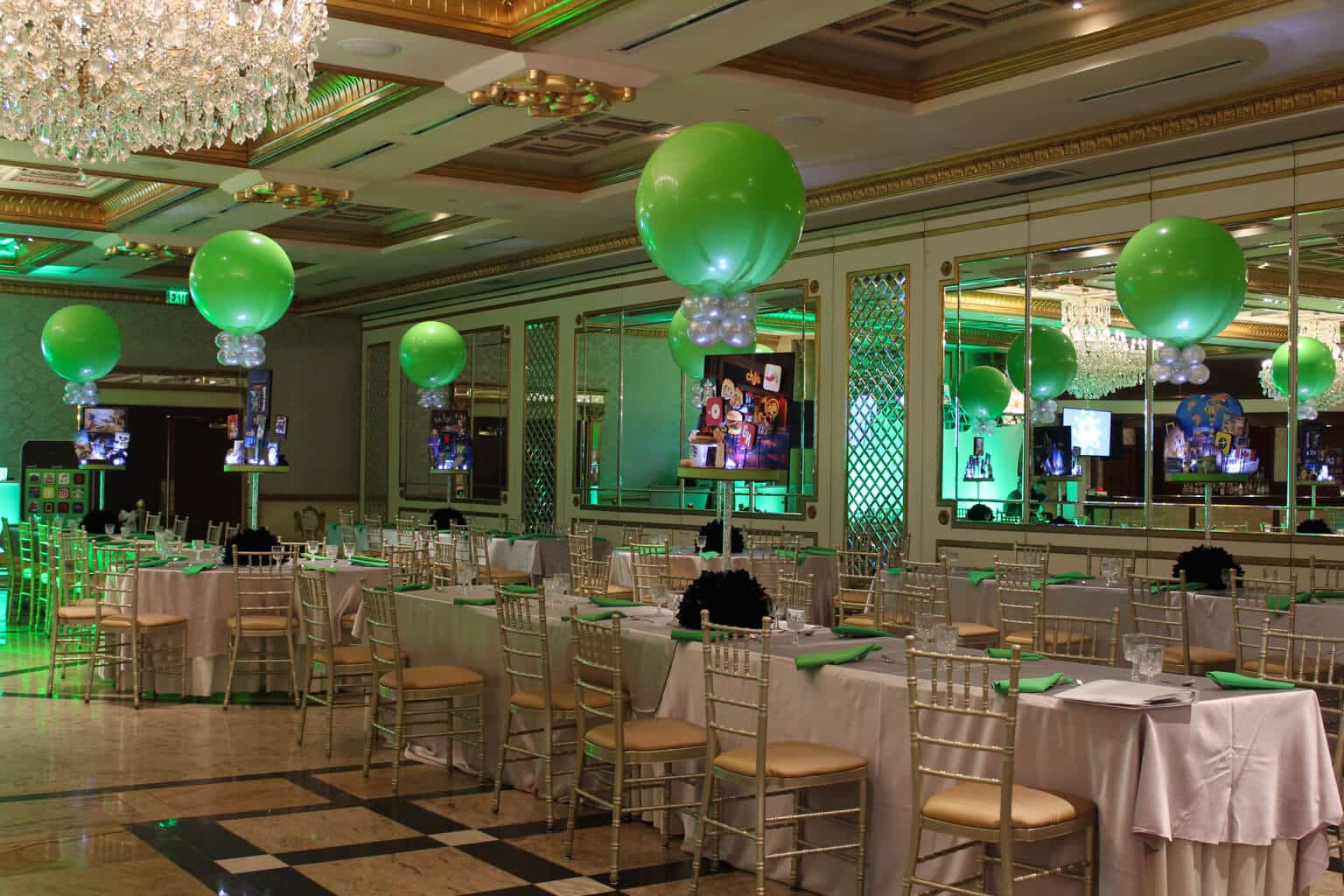 Technology Themed Diorama Centerpieces 3' Lime Green and Silver Balloons