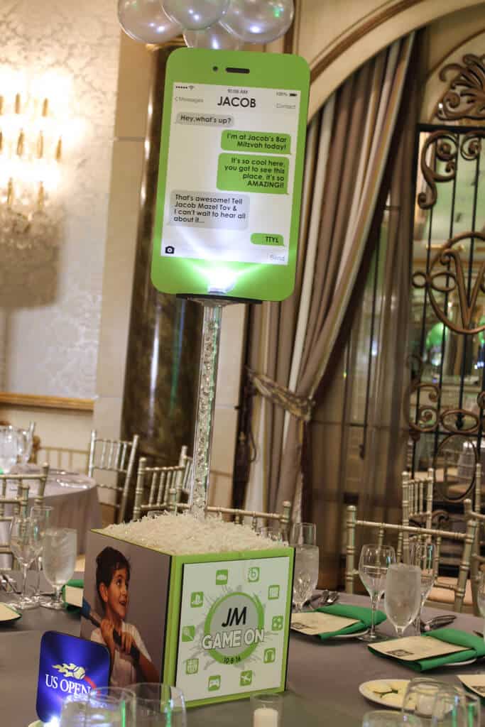 iPhone Themed Centerpiece with Custom Logo and Photo Base