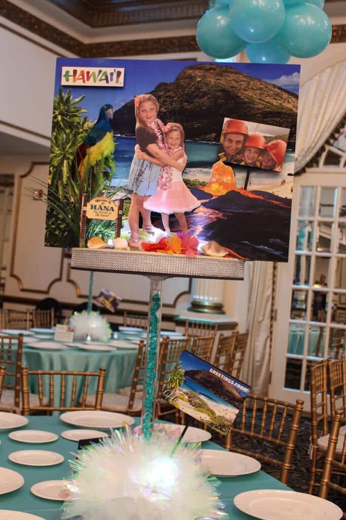 Hawaii Themed Travel Diorama Centerpiece with Photos