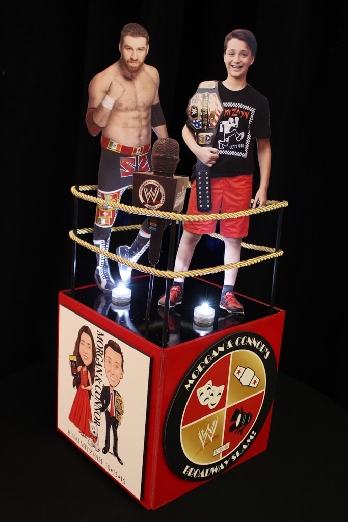 Wrestling Themed Centerpiece with Custom Logo and Photo Cutouts