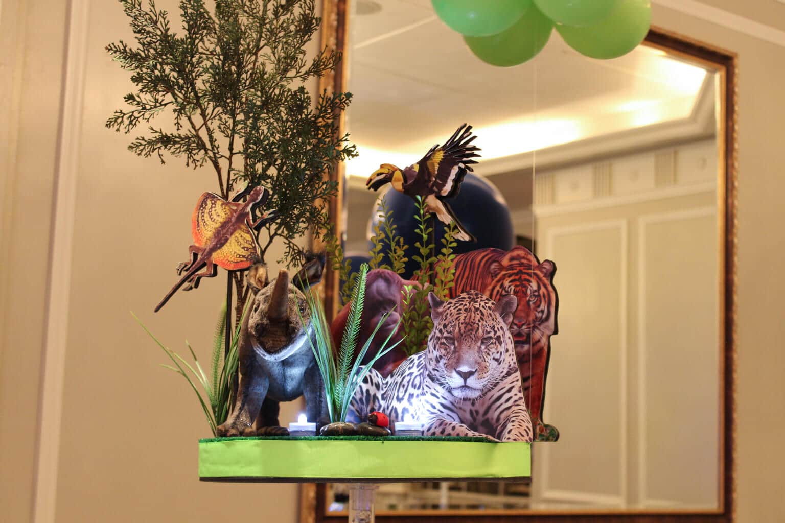 Animal Themed Diorama Centerpiece with Plush Characters and Cutouts