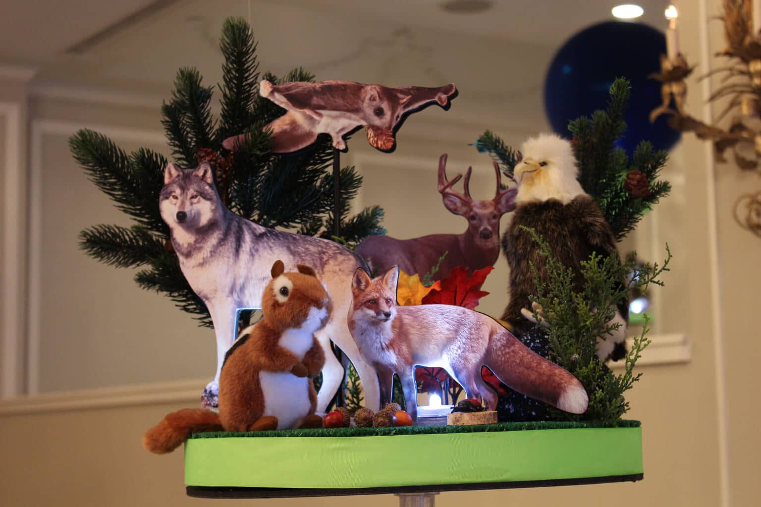 Animal Themed Diorama Centerpiece with Plush Characters and Cutouts