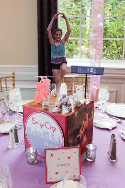 Dance Themed Photo Cube Centerpiece for Everything Girl Bat Mitzvah