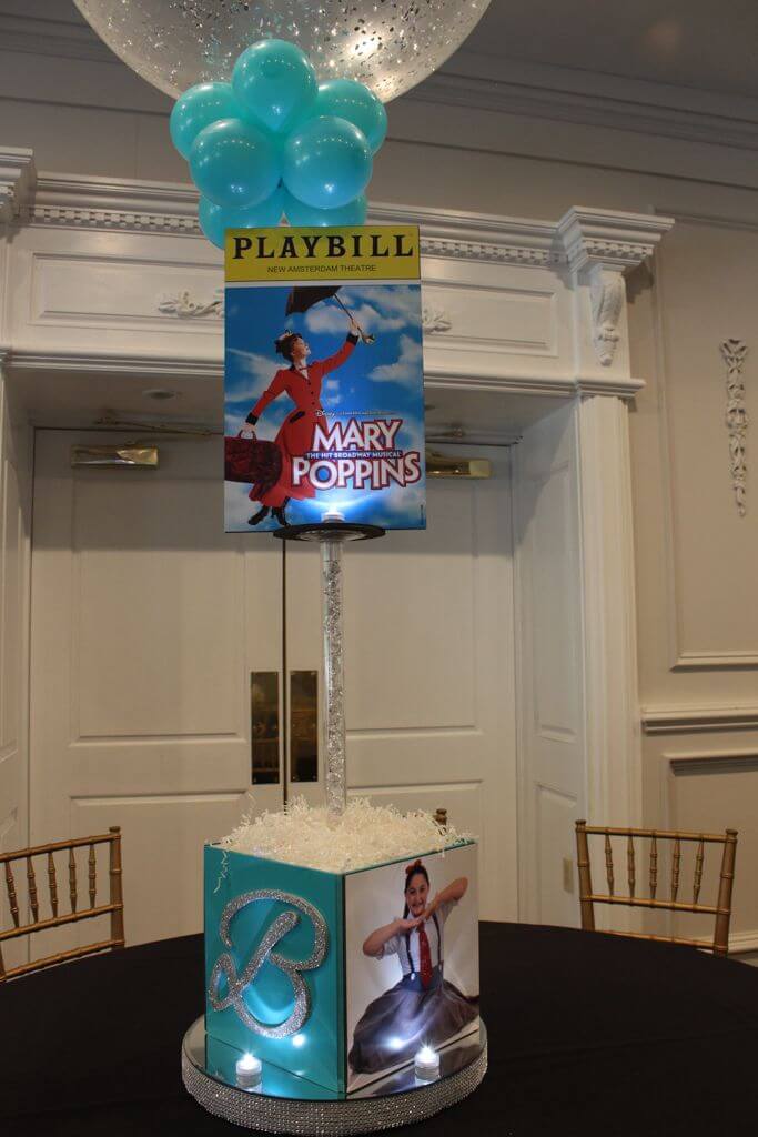 Broadway Themed Centerpiece with Cube Base and Blowup Playbill