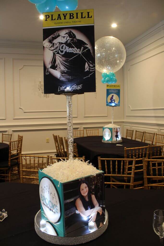 Broadway Themed Centerpiece with Cube Base and Blowup Playbill