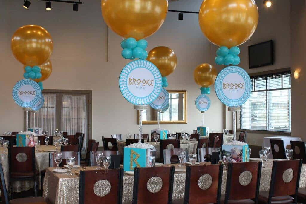 Greek Mythology Themed Bat Mitzvah Centerpieces with 36" Balloons