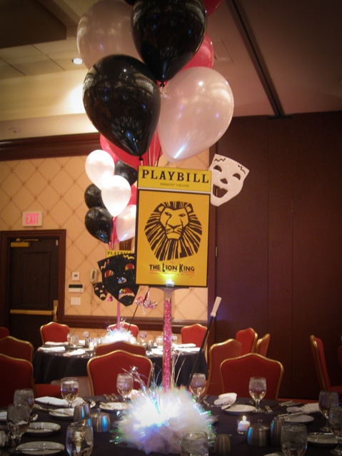 Broadway Playbill Centerpiece with Comedy and Tragedy Masks