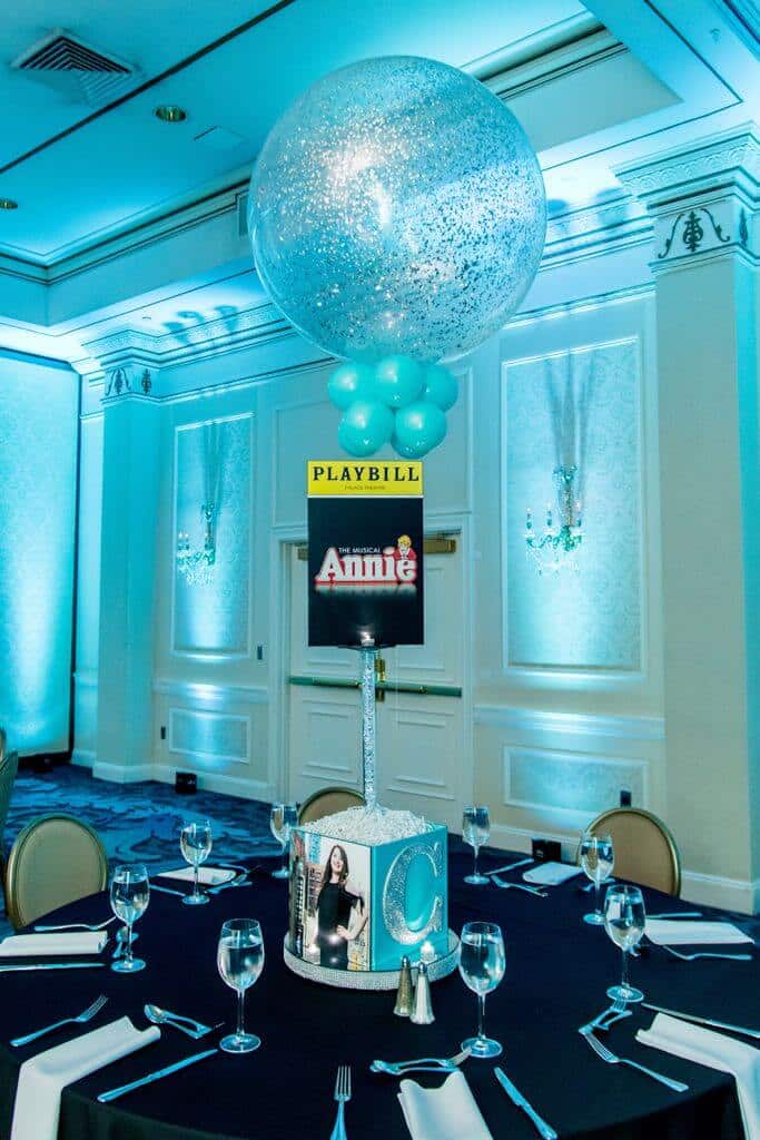 Broadway Themed Centerpiece with Cube Base and Blowup Playbill