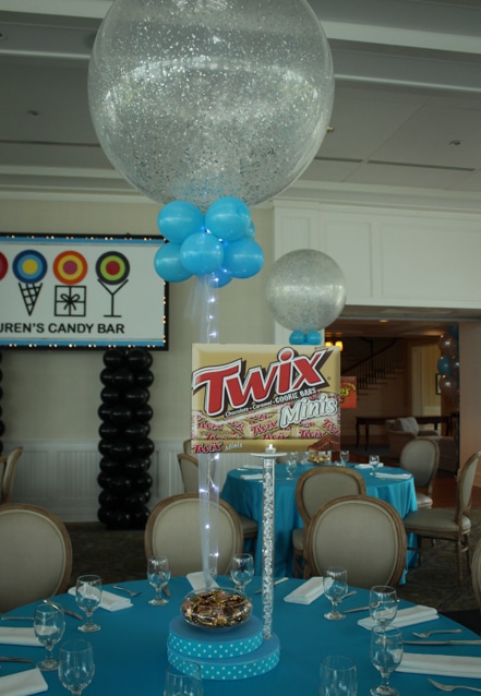 Candy Themed Centerpiece with Sparkle Balloons