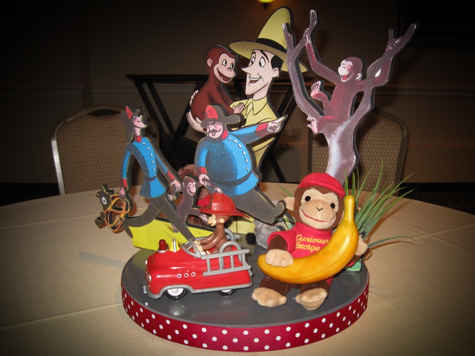 Curious George Themed Diorama Centerpiece for 1st Birthday