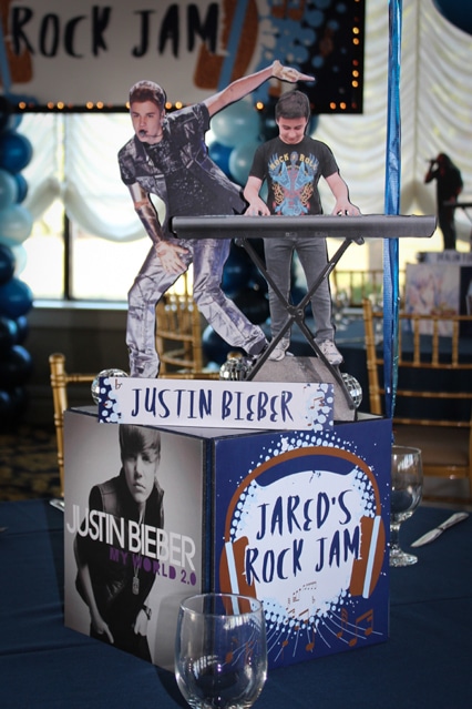 Music Themed Cube Centerpiece with Album Covers & Cutout Toppers