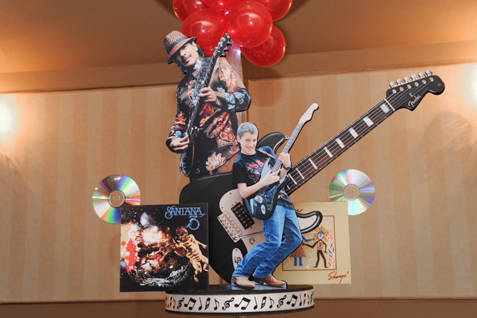 Rock and Roll Music Centerpiece with Photo Cutouts & Album Covers