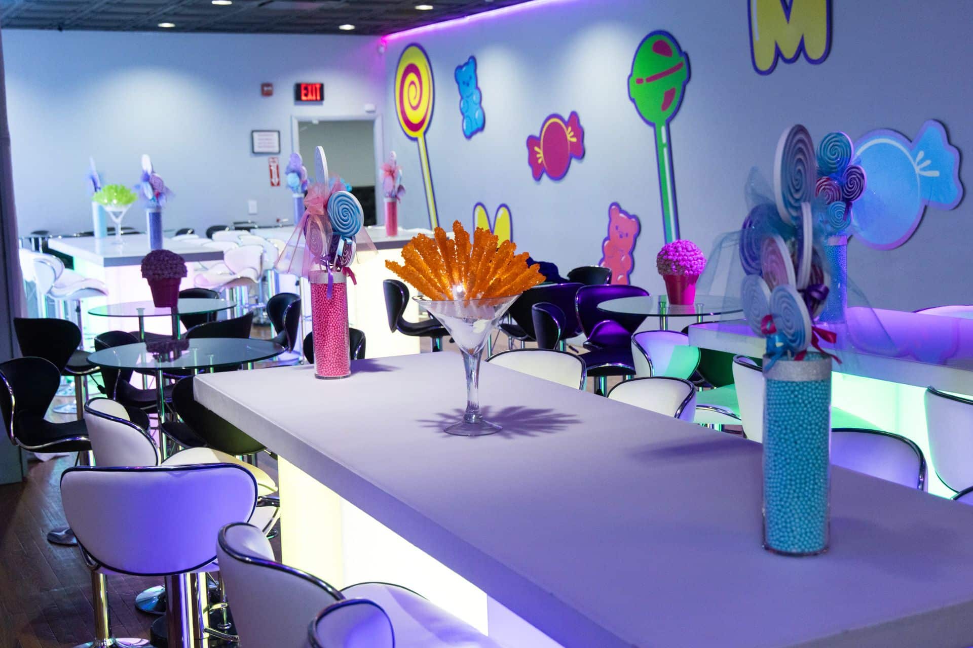 Custom Candy Centerpiece for Bat Mitzvah at Club Infinity