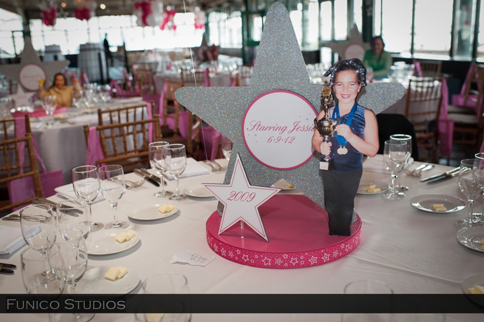 Star Themed Bat Mitzvah Centerpiece with Cutout Photos