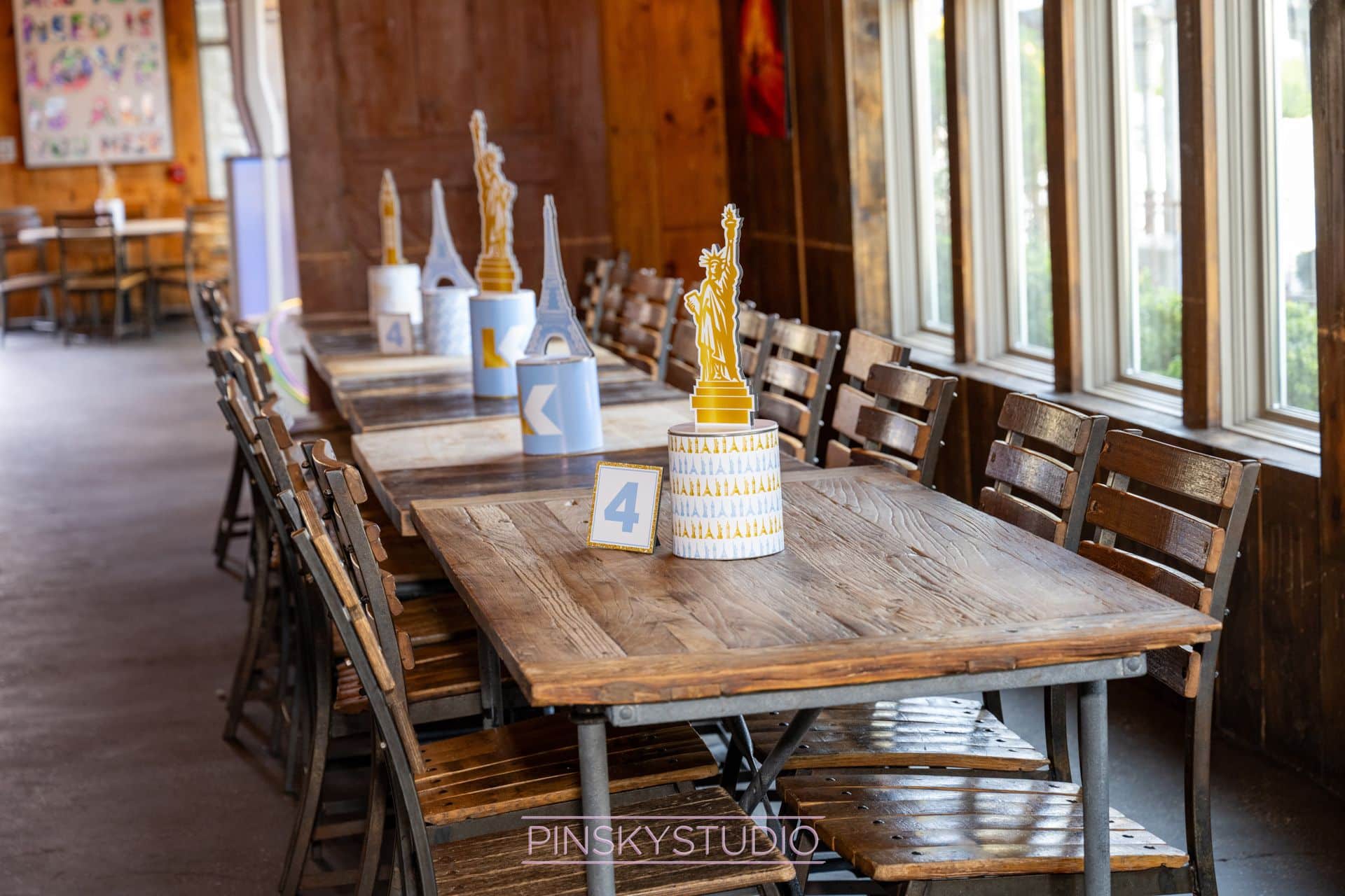 Statue of Liberty and Eiffel Tower Centerpieces with Table Numbers