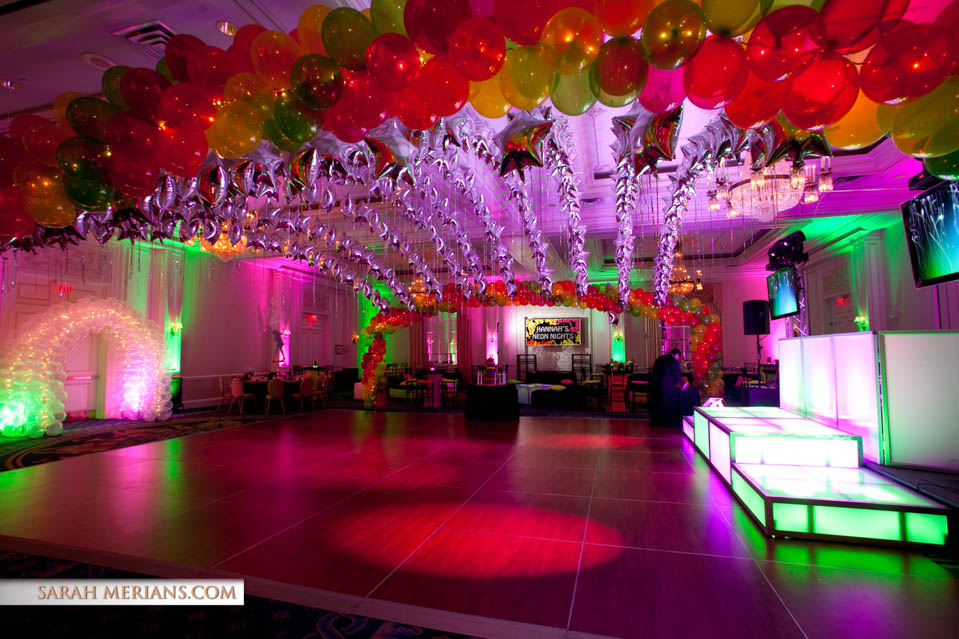 Neon Themed Bat Mitzvah with Uplighting