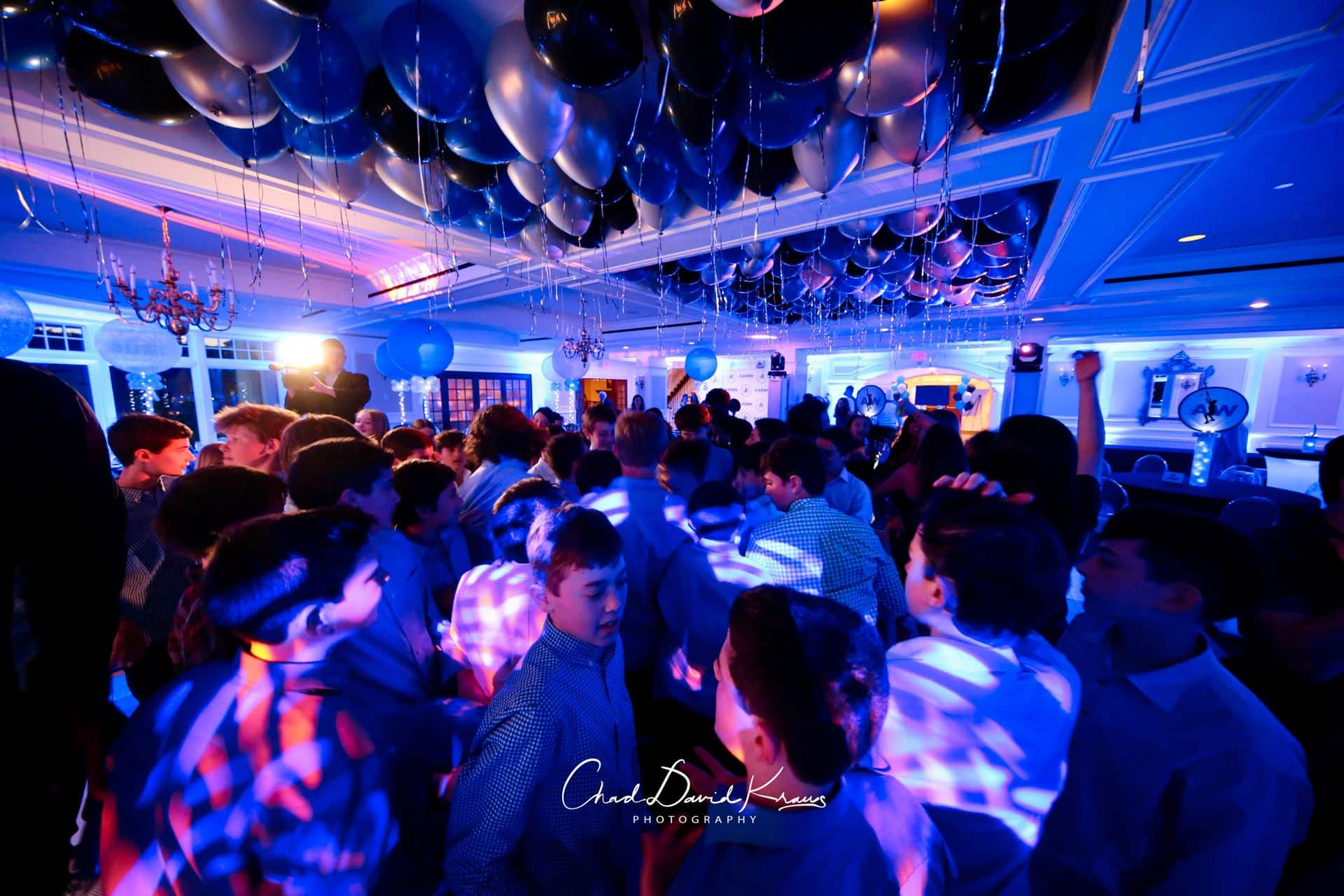 Blue LED Lighting for Bar Mitzvah at Scarsdale Golf Club