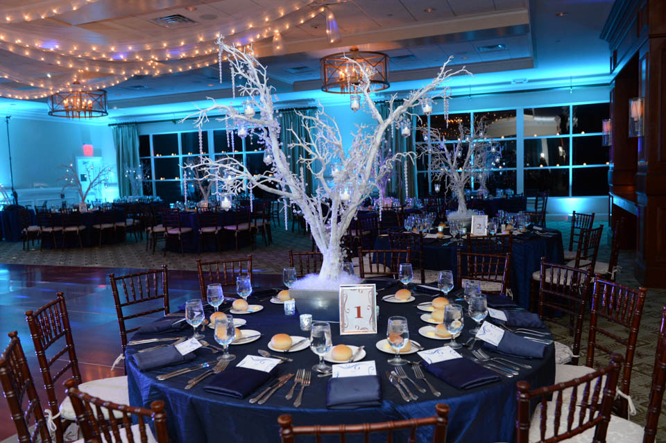 Winter Themed Bat Mitzvah with Blue Uplighting