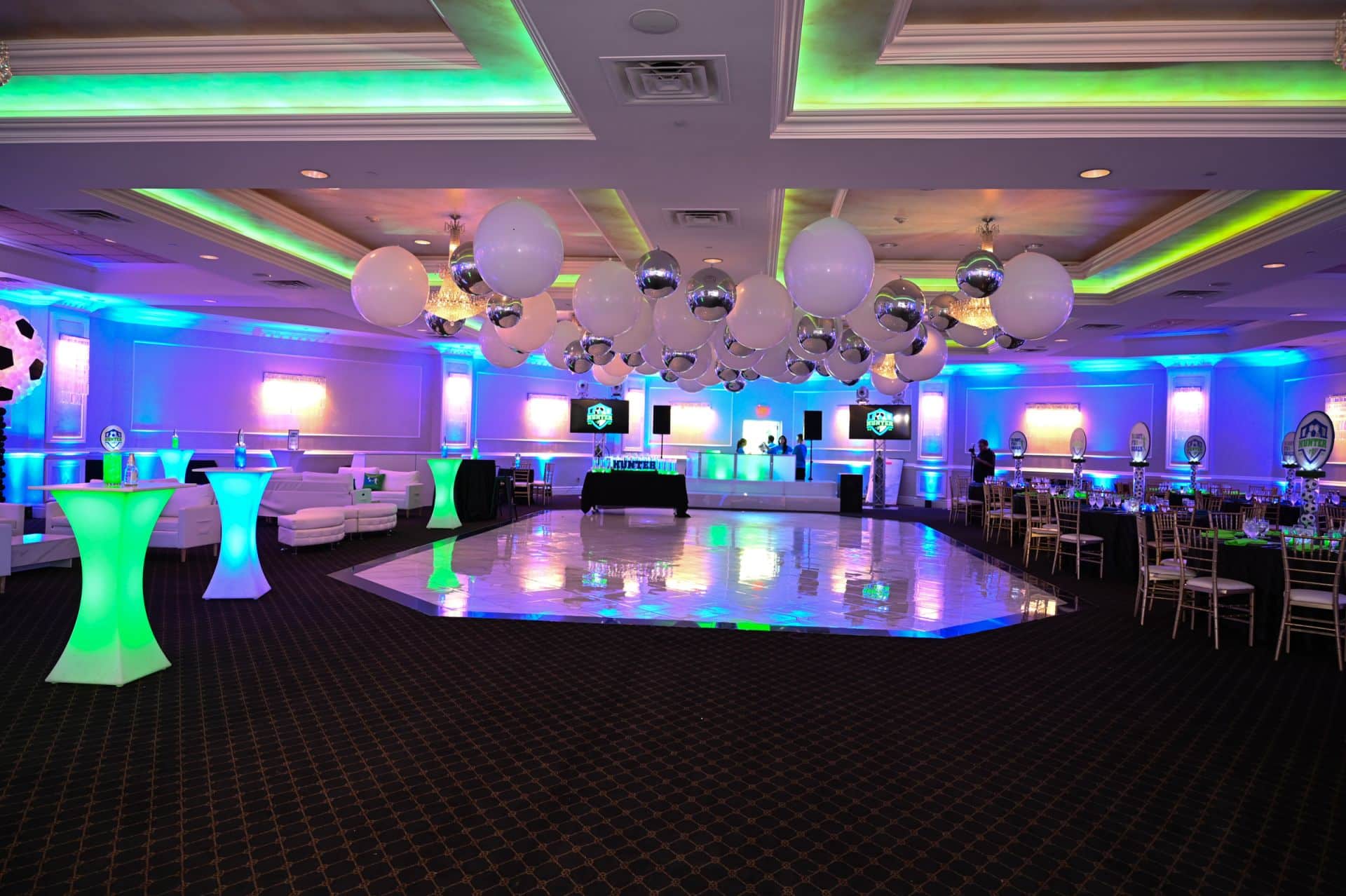 Blue Uplighting for Soccer Themed Bar Mitzvah at Wilshire Grand