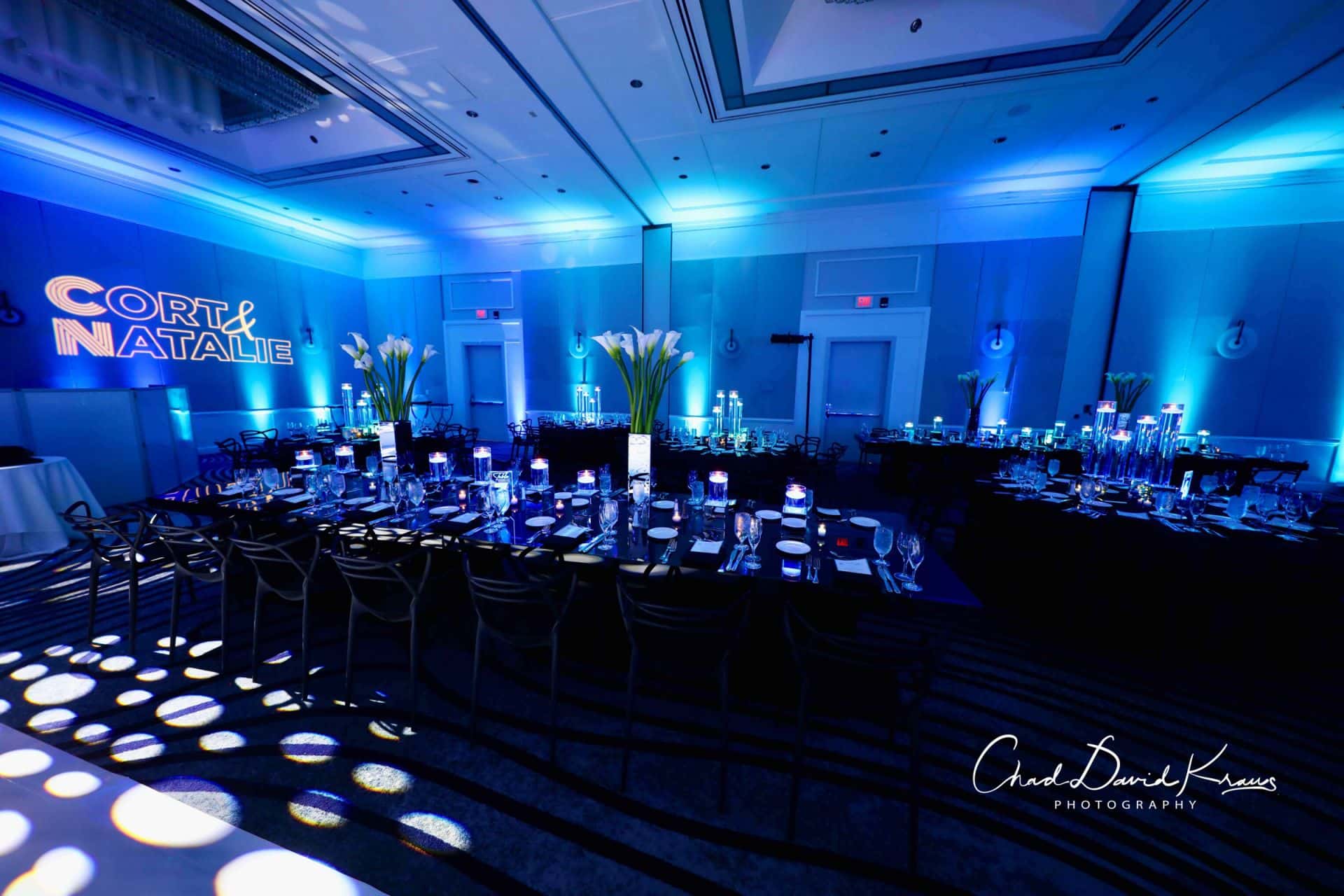 Blue Uplighting for B'nai Mitzvah at Greenwich Hyatt